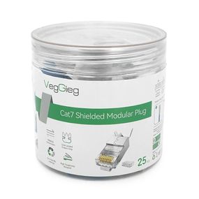 Конектор VEGGIEG V-E010 RJ-45 8P8C, Екранований двокомпонентний роз'єм, CAT7 10Gigabit Q25