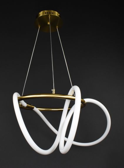 Люстра світлодіодна підвісна LED світильник для квартири на стелю лед 27737 Латунь 45-150х70х70 см. | Зображення 4