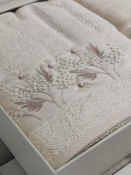 Полотенца Pupilla Luiza yildiz pudra Пенье набор 2шт