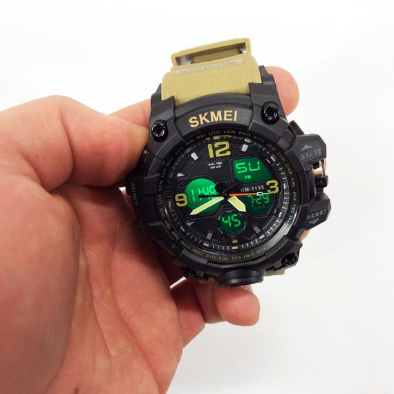 Годинник наручний чоловічий SKMEI 1155BKH KHAKI, водостійкий тактичний годинник, армійський годинник. Колір: хакі | Зображення 7