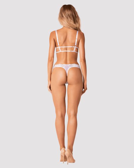 Комплект со стрингами Obsessive Heavenlly set Белый XL/2XL | Зображення 3