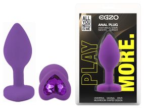 Силіконова анальна пробка EGZO - Silicone Violet Heart Plug Violet, size S Sex Aura