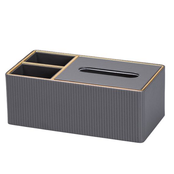 Серветниця-органайзер з еко-шкіри 3 відділення 27*14*10.5 см Сірий HP9191 | Зображення 1