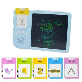 Монтесорі для вивчення англійської мови 2в1 інтерактивний планшет і кольорова LCD дошка для малювання 224 слів мишка Блакитний