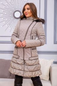 Женская куртка средней длины с капюшоном цвет Бежевый 182R1144-2