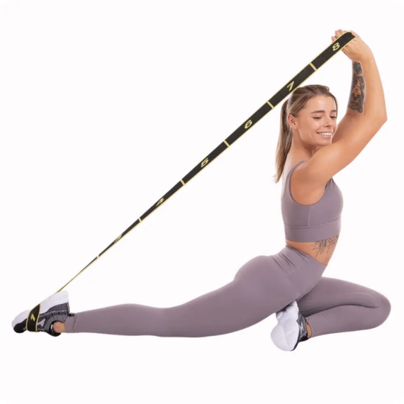 Резинка для фітнесу з петлями Queenfit 86,5 х 4см чорно-жовта | Зображення 7