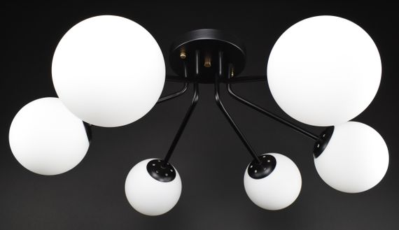 Люстра стельова на 6 лампочок 27448 Чорний 33х75х75 см. | Зображення 1