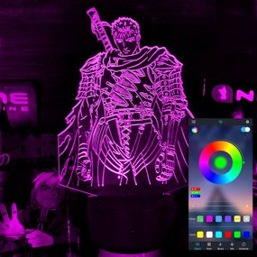 Акриловий світильник-нічник керування з телефона Ґатс Berserk Чорний Мечник tty-n001828