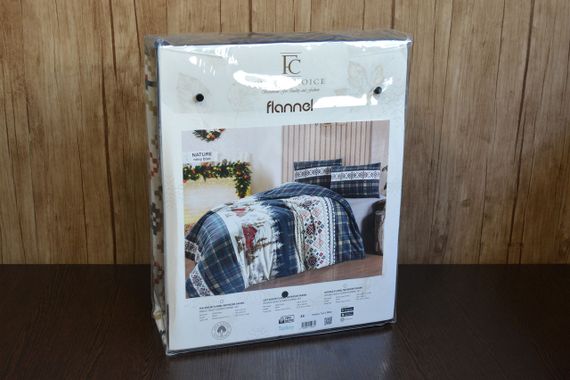 Комплект постельного белья First Choice Flanel 200×220 см  Nature Navy Blue | Зображення 3