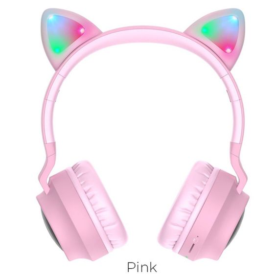Беспроводные наушники HOCO W27 Cat ear wireless headphones Pink | Зображення 3