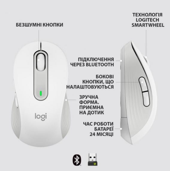 Мишка Logitech Signature M650 Wireless for Business Off-White (910-006275) | Зображення 6