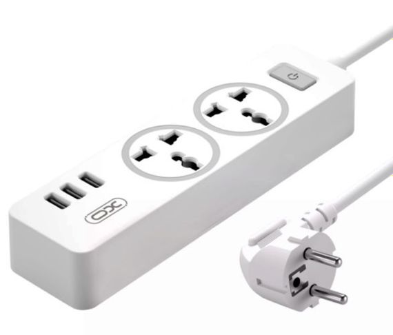 Сетевой удлинитель фильтр XO WL04 2 Розетки 3 USB 1.8 м Белый | Зображення 2