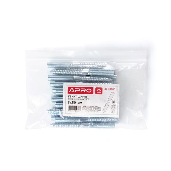 Гвинт-шуруп М10x80мм. (шпилька дворізьова) TORX (пач. 10 шт.) APRO 3SOХ0801 | Зображення 4