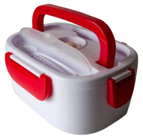 Автомобільний ланч-бокс з підігрівом Electronic Lunchbox від мережі термос для їжі 1 л Червоний | Зображення 1