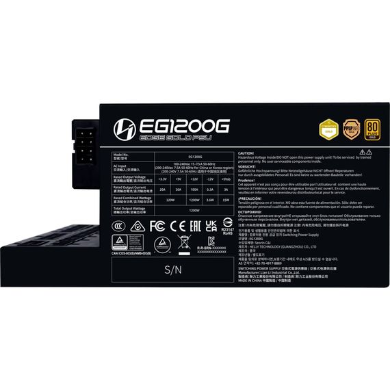 Блок живлення Lian Li 1200W EDGE GOLD Black (G9P.EG1200G.BH00.EU) | Зображення 3