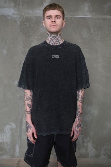 Виварена Оверсайз Футболка Without Washed З Принтом 1702 Black | Зображення 1