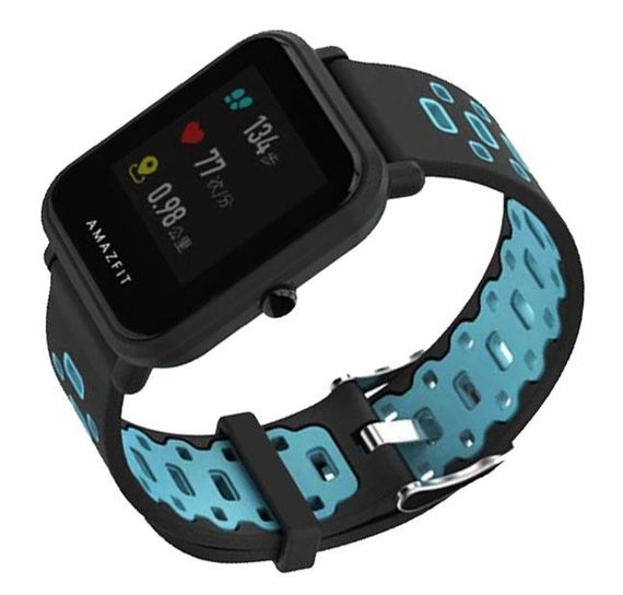 Спортивний ремінець Primo Perfor Classic для годинника Xiaomi Huami Amazfit Bip / Amazfit GTS - Black&Blue | Зображення 1