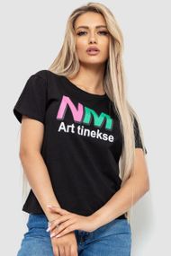 Футболка женская с принтом  цвет черный 221R3007-1
