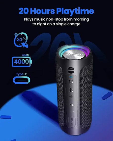 Портативний динамік Bluetooth із супербасом бездротового динаміка AUKTECH Bluetooth 5.0, гучніший стереозву | Зображення 2