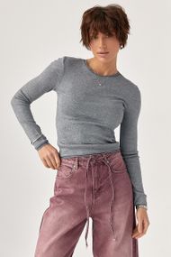 Однотонний лонгслів із сітчастою окантовкою - сірий цвет, M (є розміри)