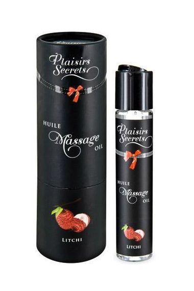 Масажна олія Plaisirs Secrets Litchi (59 мл) з афродизіаками, їстівна, подарункове паковання Sex Aura