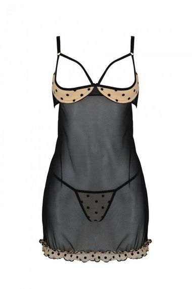 Эротический пеньюар Passion MARINA CHEMISE, S/M, beige sexstyle | Зображення 2