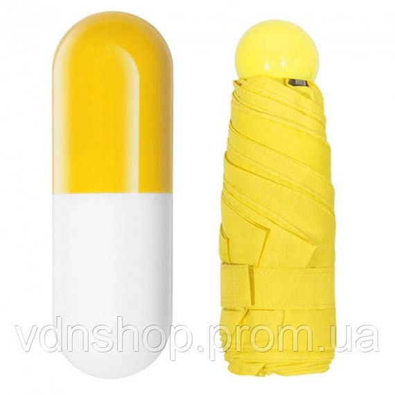 Компактный зонтик в капсуле-футляре Желтый, маленький зонт в капсуле. Цвет: желтый BA-62 | Зображення 1