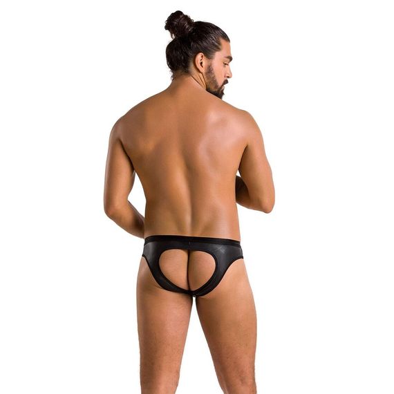 Чоловічі сліпи з вирізами Passion 041 SLIP JOE XXL/XXXL Black, екошкіра, відкриті сідниці | Зображення 3