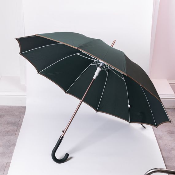 Класична парасолька-тростина з чохлом напівавтомат з поліестеру міцна надійна 12 спиць діаметр 120 см Зелений HP-23-16GR | Зображення 5