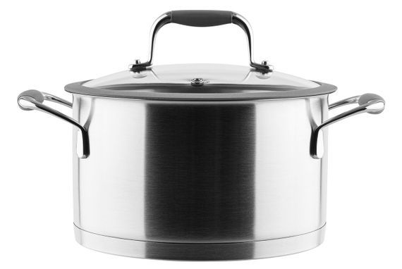 Каструля Vinzer Profi 50185, 5.9 л, 24 см, з нержавіючої сталі з кришкою, для всіх типів плит