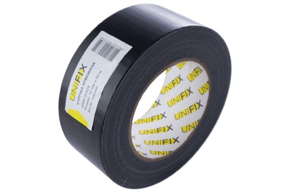 Лента клейкая армированная черная 50мм*50м UNIFIX | Зображення 3