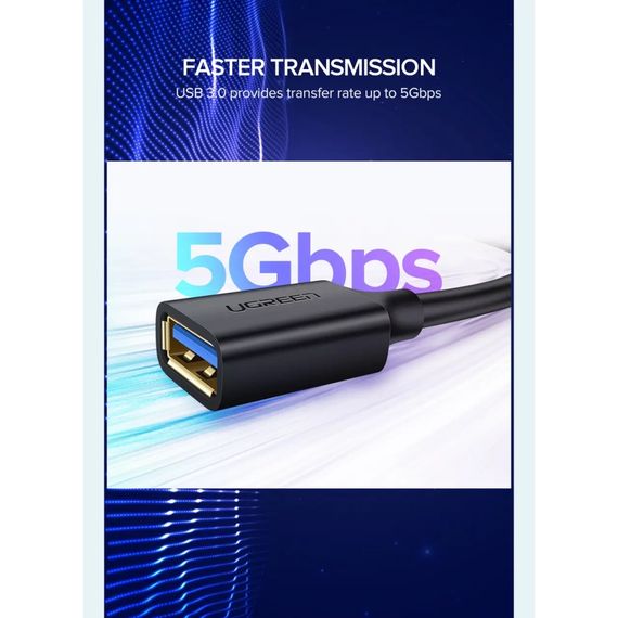 Дата кабель USB 3.0 AM/AF 1.0m US129 black Ugreen (10368) | Зображення 7