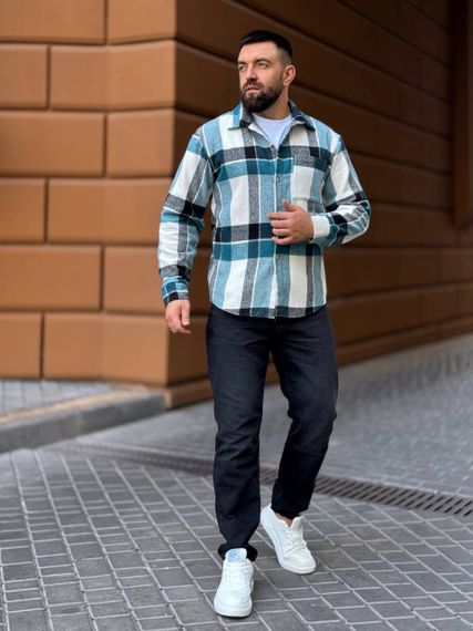 Тепла чоловіча байкова сорочка в клітку на ґудзиках розмір L колір зелений  Vi1048 | Зображення 4