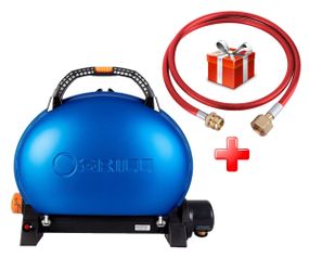 КОМПЛЕКТ Портативний переносний газовий гриль O-GRILL 500, синій  + шланг в подарунок! Код: 011673