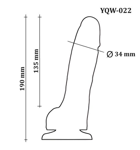 Фаллоимитатор с мошонкой на присоске, из мягкого двухслойного силикона OYO - Dildo Double Layer Silicone YQW-022 (длина 19 см, Sex | Зображення 6