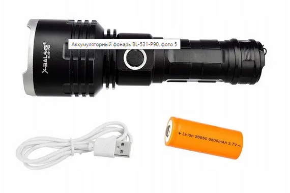 Сверхмощный аккумуляторный фонарь Bailong BL-531-P90 Ударопрочный ручной фонарик | Зображення 4