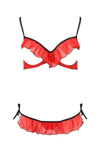 Комплект білизни з відкритими грудьми Cherry Passion, 2 предмети, червоний, S/M Sex Aura | Зображення 2