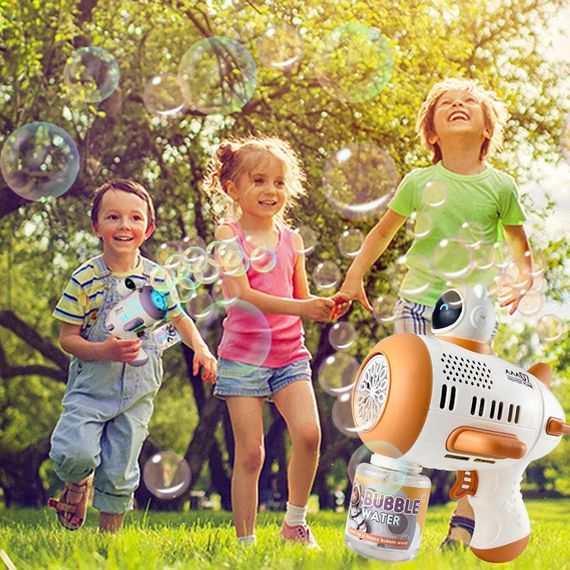 Дитячий автоматичний пістолет для мильних бульбашок Toy Bubble Gun • Іграшковий бульбашкомет для вулиці, свят, прогулянок і активних ігор | Зображення 3