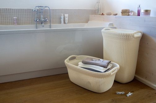 Кошик для білизни пластиковий Curver Knit 57 л 03676 кремовий, міцний і зручний | Зображення 5