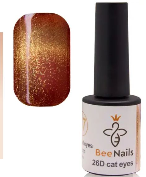 Гель-лак для нігтів Bee Nails 26D котяче око 21 (мідний) 8мл | Зображення 1