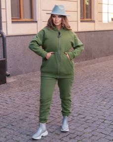 Жіночий теплий спортивний костюм хакі р.56/58 381547