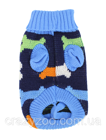 Свитер для собак и котов EcoToys Bones S синий c косточками A: 19 см B: 26 см C: 16 см 6986 | Зображення 1