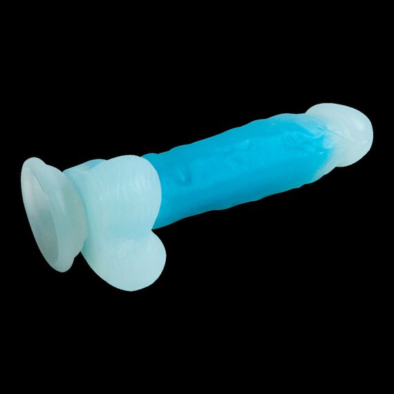 Фалоімітатор прозорий блакитний Blue Heart на присоці Sex Aura | Зображення 11