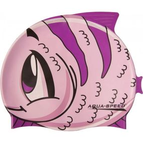 Шапка для плавания "ZOO Fish" 5528 Aqua Speed 115-fish, розовая рыбка, OSFM