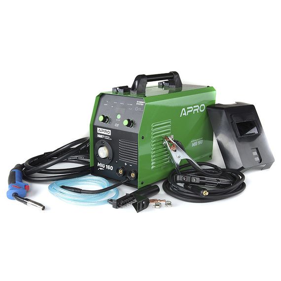 Сварочный полуавтомат инверторный APRO MIG-160, 20-160А, ел.4мм, пр.0.8-1мм 5кг 2.5+1.5+3м (набор кабелей) | Зображення 3
