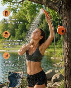 Аккумуляторный душ с датчиком температуры Shower 7200-T походный душ для кемпинга переносной душ