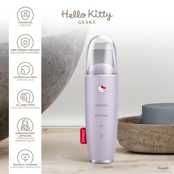 Мікрострумовий скрабер для шкіри та усунення чорних точок GESKE MicroCurrent Skin Scrubber&Blackhead Remover 9в1 Hello Kitty pink, Фіолетовий | Зображення 2