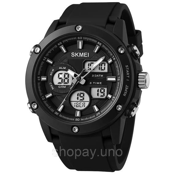 Годинник наручний чоловічий SKMEI 1757BKWT BLACK-WHITE, армійський годинник протиударний. Колір: чорний