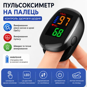Пальцевий Пульсоксиметр SpO2 + Пульс — Цифровий з LED-дисплеєм