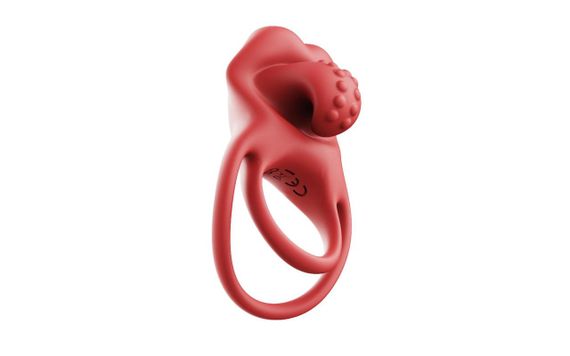 Ерекційне віброкільце - Dual Ring Tongue Vibe Red Sex Aura | Зображення 6
